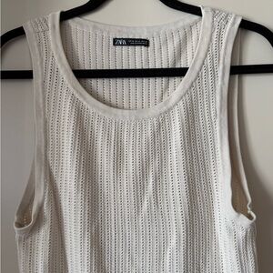 Zara Cream Ribbed Tank Top